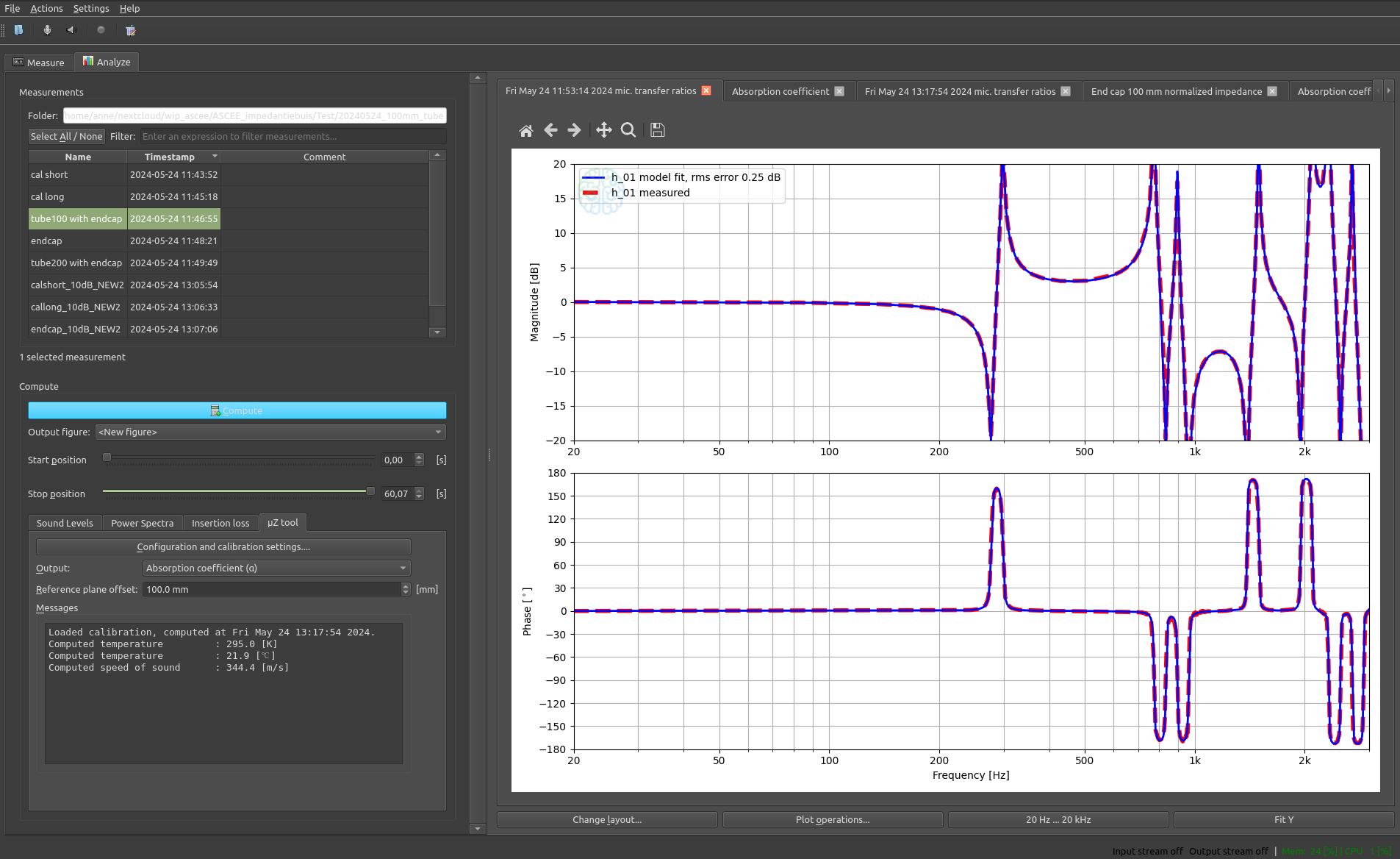 Another view of the muz interface in the ACME software