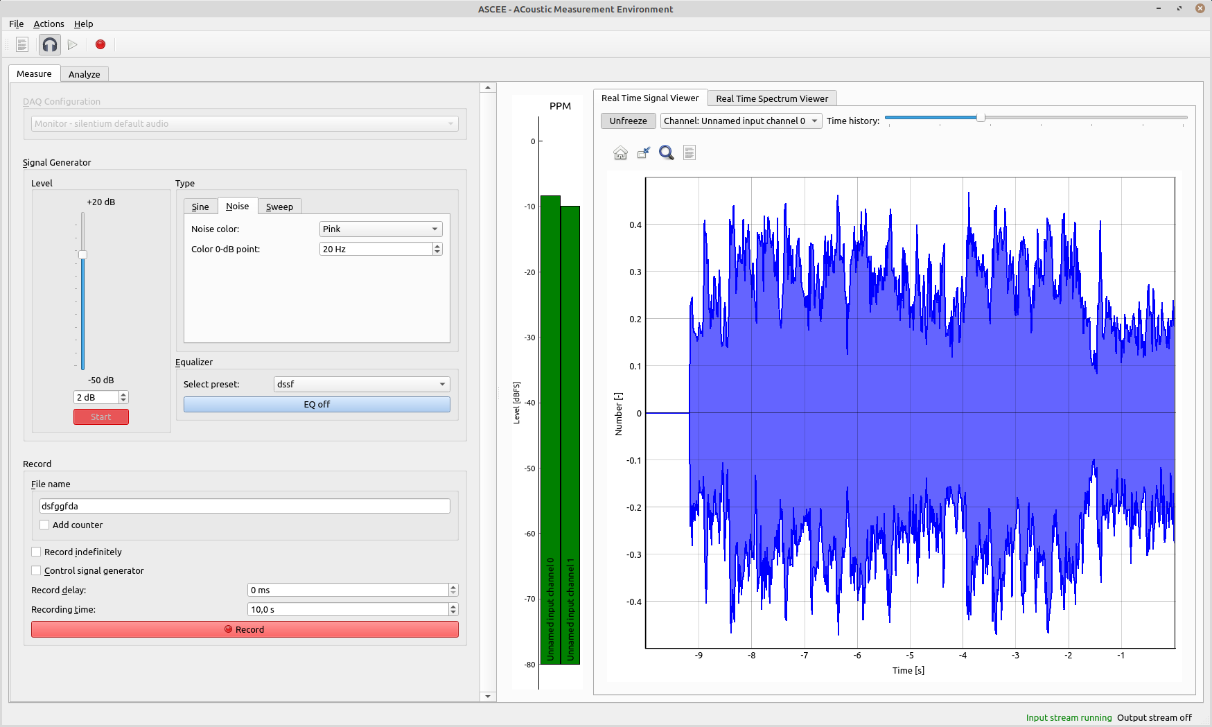 Screenshot of ACME software, showing the measurement tab